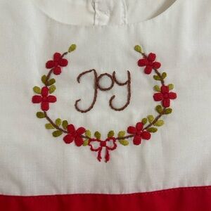 Classic Christmas dress. Joy embroidery. Dressie Jessie smocking. Size 4t.